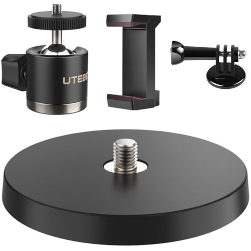 UTEBIT Magnetic Camera Mount for Action Camera, 66lb Strong Magnetic Mount with 360° Rotation Ball Head for Car or Magnetic Surfaces, Compatible with Gopro Hero 13, DJI Osmo Action Osmo Nano, Insta360 - size: 88MM