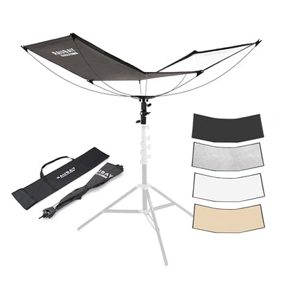 RAUBAY Quick-Open Curved Reflector, U-Shape Clamshell Light Reflector with 48in x 26in Photography Diffuser for Studio Portrait&Video Shooting, 4-in-1 Black/White/Silver/Gold, RAPIDLITE, CR-120