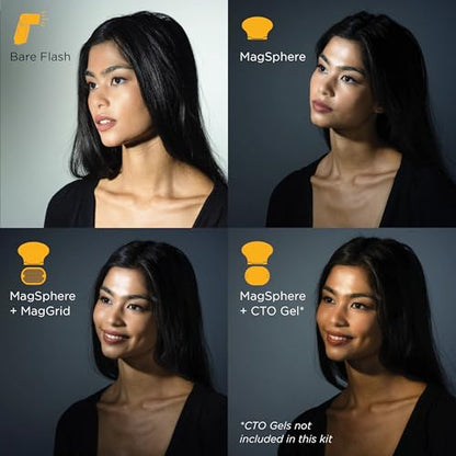 MagMod Starter Flash Diffuser Kit 2, Magnetic Flash Modifier Set for On- and Off-Camera Photography, Includes MagGrip 2, MagGrid 2 and MagSphere 2, Compatible with 99% of All Speedlites