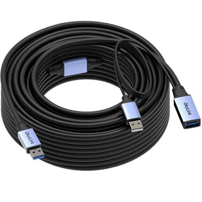 OkyLink Active USB 3.0 Extension Cable A to A, Male to Female 65ft | 20m, 3.2 Gen1, with Power Cable, 5Gbps, Plug and Play,for Professional, Industrial Printer - color: USB3.0(5Gbps), size: 65ft (20m)