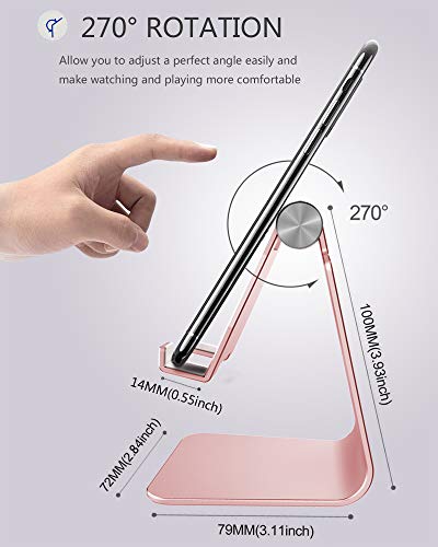 CreaDream Adjustable Cell Phone Stand, Phone Stand, Cradle, Dock, Holder, Aluminum Desktop Stand Compatible with Phone 16 15 14 13 12 11 Pro Max Plus SE, Accessories Desk, All Mobile Phones-Rose Gold - color: Rose Gold