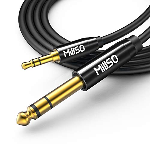 MillSO 6.35mm Male 1/4 to 3.5mm Male 1/8 TRS Stereo Audio Cable (8 Feet), Headphone Adapter 1/8 to 1/4 Adapter for Guitar, Piano, Amplifiers, Home Theater Devices, or Mixing Console - Black - color: Piano black, size: 8 Feet
