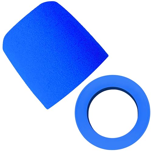 MV7 Foam Cover and Retainer Ring for Shure MV7 Pop Filter High-Density Colored Windscreen for Podcast Streaming Gaming (Blue) - color: Blue