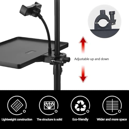 Microphone Stand Tray with Phone Support, Microphone Stand Clamp-On Rack Tray Holder，Universal Sound Card Tray for Live Streaming (Large) - size: Large