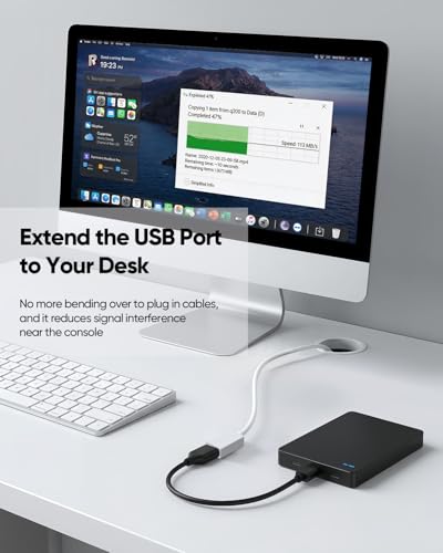 White USB Extension Cable 3FT, USB A 3.0 Extender Cable 3 FT | 5Gbps High Speed Male to Female Cord Compatible with USB Flash Drive, Hard Drive, SSD, Webcam, Mouse, Keyboard, PC