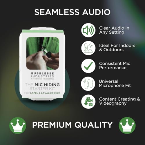 Bubblebee Industries Mic Hiding Starter Kit for Lapel & Lavalier Microphones – Hiding Microphone Tape, Noise & Wind Reduction Covers for Content Creators, Videographers, Audio Engineers & Filmmakers