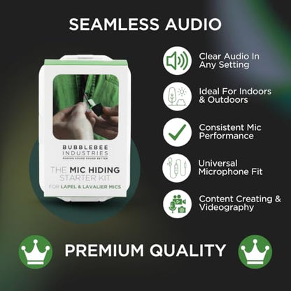 Bubblebee Industries Mic Hiding Starter Kit for Lapel & Lavalier Microphones – Hiding Microphone Tape, Noise & Wind Reduction Covers for Content Creators, Videographers, Audio Engineers & Filmmakers