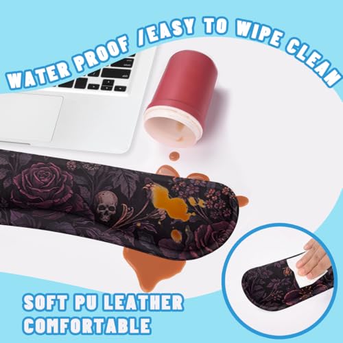 Dark Floral Desk Mat Set Gothic Skull Rose Large Mouse Pad with Wrist Rest 4in1 Desk Mat for Desktop Ergonomic Computer Desk Arm Wrist Anti-Slip Computer Ergonomic Mouse Pad Home Office Gaming - color: Dark Floral