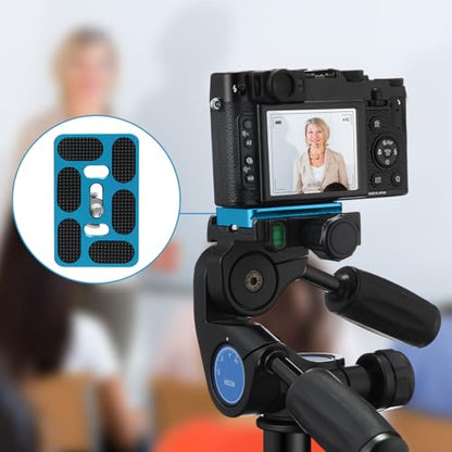 Frienda 2 Pieces Metal Quick Release Plate with 1/4''-20 Camera Screw Tripod Mount Plate Fits Standard for DSLR Camera Tripod Ball Head(Blue,Pu60) - color: Blue, style: PU60