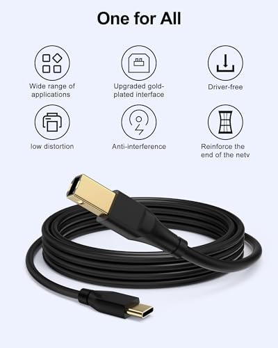 Printer Cable 6ft, Scanner USB C to USB B Cable for Epson, HP, Canon, Midi, Ethernet Print to Computer/Laptop/Pc-USB C MacBook Pro/Air/Mini,iPad Pro and Samsung Galaxy Midi Piano DAC Long Cord, 6 Foot - size: 6FT, style: USB-C to USB-B