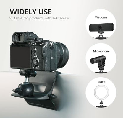 RAUBAY 【CM01】 Monitor Top Camera Mount Clamp, Hanging Webcam Stand with 1/4" Screw, Suitable for Flat-Screen Monitors, for Live Stream, Video Conferencing, YouTube, TikTok, etc. - style: CM01