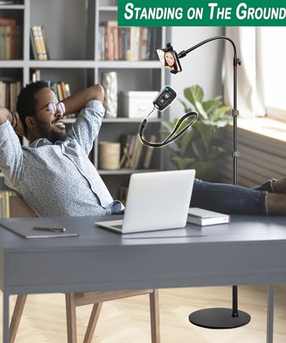 Cell Phone Stand, Phone Floor Stand, Swivel Cell Phone Mount with Height Adjustable Stand, Heavy Stable Base, Compatible with iPhone 16, iPhone 16 Pro Max, iPhone 16 Plus,15, 14, 13, 12 - color: Side Column Stand
