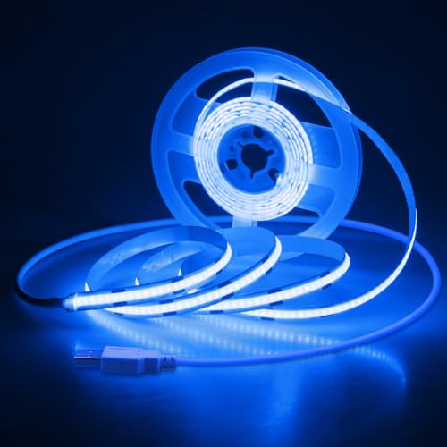 Aclorol LED Strip Lights 5V USB 6.56FT/2M 640 LEDs Blue Indoor Rope Lights for Bedroom Not Waterproof IP20 CRI85+ Flexible LED Light for TV Backlight Living Room Party DIY Lighting - color: Blue, size: 2M(with USB Cable)