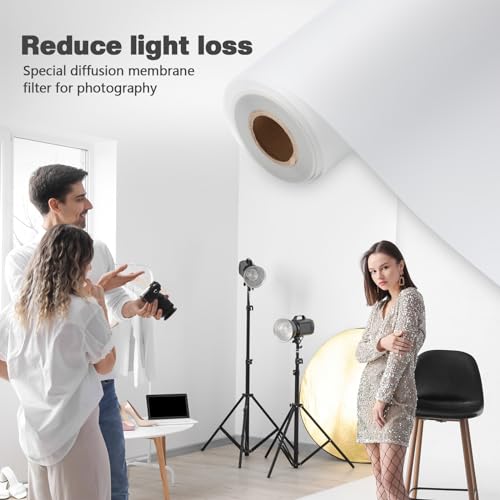 Nezyo Light Diffuser Sheet Diffusion Film Sheet Lighting Gel Diffuser Roll White Diffusion Paper for LED Flash Strobe Light Photography Video (15.75 x 590.6 Inch/ 0.4 x 15 M) - size: 15.75 x 590.6 Inch/ 0.4 x 15 M