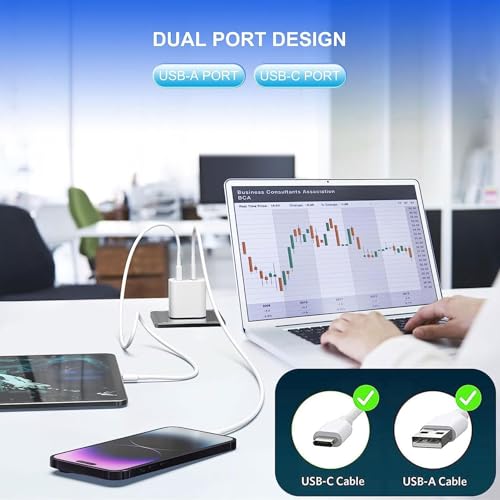 4 Pack USB C Charger Block,20W USB-C & USB-A Port Charger，for i Phone 17/16/15/14/13/12/11/X/8, i Pad and More - color: 2p white+2p black