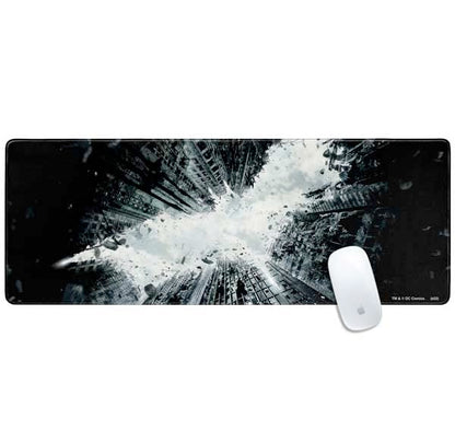 Skinit 35.75” x 15.4” Batman Dark Knight Rises Gaming Mouse Pad, Extra Large Extended Desk Mat, Anti-Slip Rubber Base, Smooth Low-Friction Surface, Precision Stitched Edges - color: Black - BATMNX07, size: 31.5" x 11.8"