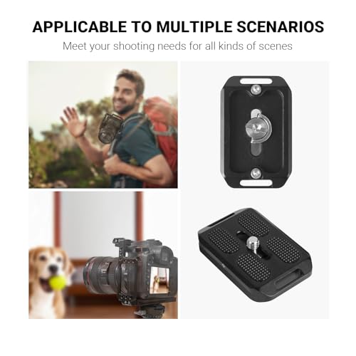 2 Pack Arca-Swiss Plate, Quick Release Plate Camera Mount, 38 * 60mm Arca-Swiss Mount Plate with Safety Pins, Lightweight Aluminum for Tripod/Monopod/Strap, 1/4" Screw Compatible Camera - size: 38mm*60mm