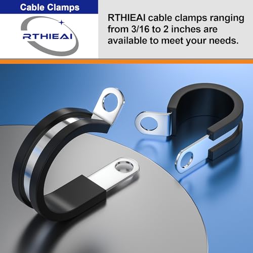 RTHIEAI 20 PCS 1/2 Inch Stainless Steel Cable Clamps - Insulated, Hose & Pipe Clamps - size: 1/2 Inch, style: 20 pcs