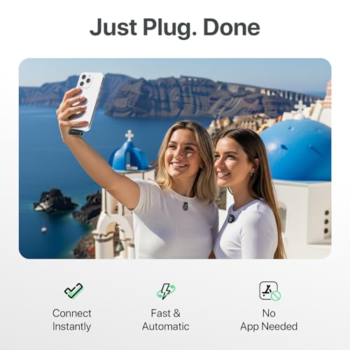 SYNCO Mini Wireless Microphone with AI Noise Cancellation for iPhone/Android, Plug-and-Play Magnetic Lavalier Mic with Lightning Receiver, 328 ft Range, 12H Battery for Video Recording & Vlogging