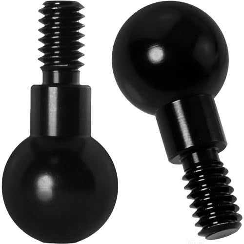 2PCS 15.3mm Ball Head Mount Adapter 15.3mm Ball to 1/4 Inch Male Screw 11mm Length Aluminum Alloy Universal Tripod Mount Converter for Action Cameras Photography Accessories Dash Cam Black