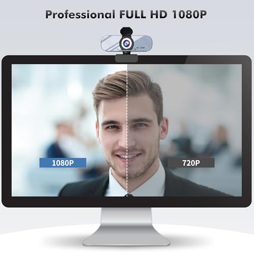 Gozvrpus USB HD Webcam with Built-in Microphone and Rotatable Tripod, 1080P Video, Wide Angle Camera, Privacy Cover, for Desktop PC or Laptop Computer（White） - color: white