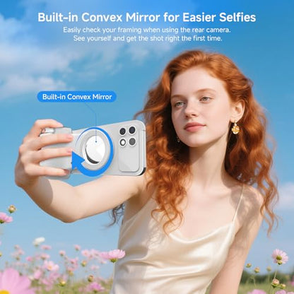 Magnetic Selfie Light & Phone Camera Grip with Detachable Wireless Shutter, Ergonomic Fun Shot Grip for iPhone & Android, Supports Native Camera, Tripod Mount, Portable Creator Kit