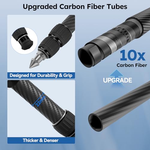SIRUI Mini Carbon Fiber Tripod with Extendable Center Column, Max Height 26", Supports 33lbs - Ultra-Light 1.7lbs for Desk & Travel, New Anti-Corrosion Carbon Fiber(AM-223S+SL-100S) - style: Center Column Tripod