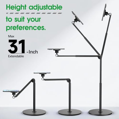 Overhead Phone Stand for Desk, Heavy Duty Aluminum Overhead Phone Tripod with Flexible Long Arm, 360° Rotating Phone Holder for Filming Overhead, Drawing, Cooking – Perfect for Creators(Magnetic) - style: Magnetic