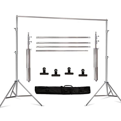 8.5 * 10 FT Stainless Steel Backdrop Stand,Photo Video Adjustable Background Support System Stand Kit with Carry Bag for Parties,Wedding,Photography Studio