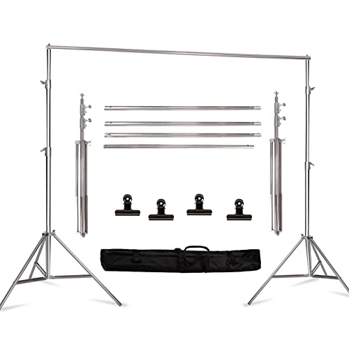 8.5 * 10 FT Stainless Steel Backdrop Stand,Photo Video Adjustable Background Support System Stand Kit with Carry Bag for Parties,Wedding,Photography Studio