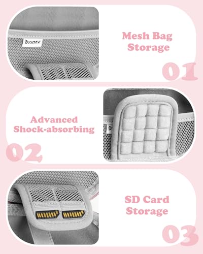 Digital Camera Case Compatible with CAMKORY DC403/ KODAK PIXPRO FZ55/ FZ45/ STUOGYUM DC402-AF, Small Hard Shell Bag with SD Card Storage for Travel (Pink) - color: Pink