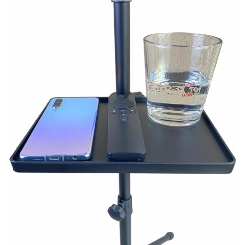 Mic Stand Tray, Soporte Microfono, Tripod Clamp Shelf for Music Sheet, Streaming, Karaoke, Recording - Drum Accessories, Lash Organizer (Small- Not Phone Holder)