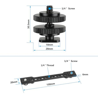 CAMVATE Bar Arm with Dual 1/4"-20 Camera Screw Mount & Shoe Adapter - 3483