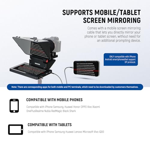 NEEWER 2 in 1 Teleprompter 11 Inch with Monitor for Windows MacOS, Supports Screen Mirroring, Portable Prompter for Camera Mobile Phone Webcam for YouTube Twitch Live Streaming Conference, X11 - style: X11