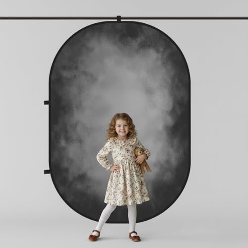 Kate Collapsible Backdrop Blue and Black Portable Photo Backdrops Pop Up Background for Photography, Portrait, Live Streaming, 5x6.5ft