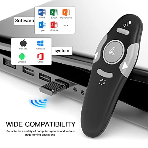 QUI Presentation Clicker Wireless Presenter Remote Clicker for PowerPoint Presentation Remote, PowerPoint Slide Advancer for Mac/Windows/Google Slide/Keynote, Black, A - color: Black