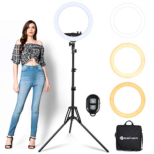 Ring Light with Tripod Stand, Yesker 14 Inch LED Ringlight Kit with Phone Holder Adjustable Color Temperature Circle Lighting, Led Photo Beauty Ring Lights for Camera for Vlog, Makeup, Video Shooting - style: 14 Inch Ringlight
