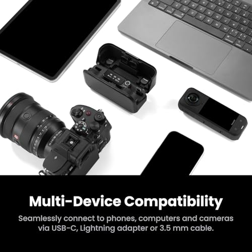 Insta360 Mic Pro (2 TX + 1 RX + Charging Case), Wireless Mini Lavalier Microphone for iPhone/Camera/Android, Video Recording, Vlogging, Bluetooth, Customizable E-Ink Display, 3-Mic Array, 30hrs Use