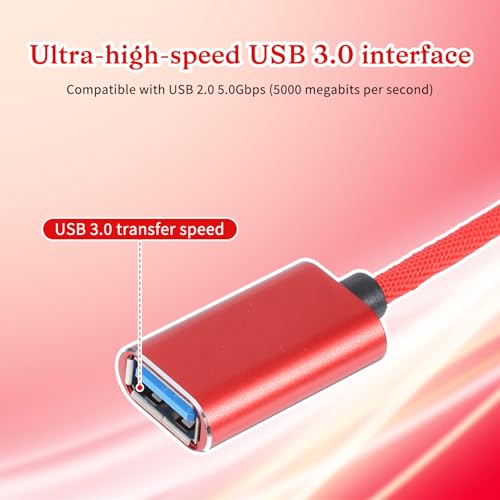 2 Pcs Mini USB OTG Cable Adapter for Digital Cameras USB A Female to Mini USBs B 5-pin Male Converter Connector Braided Cable Connector for Data Transfer (Black and Red)