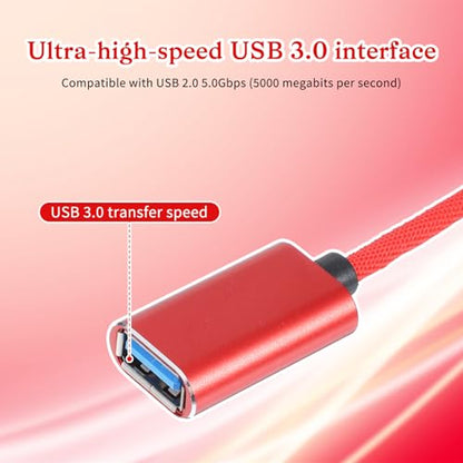 2 Pcs Mini USB OTG Cable Adapter for Digital Cameras USB A Female to Mini USBs B 5-pin Male Converter Connector Braided Cable Connector for Data Transfer (Black and Red)