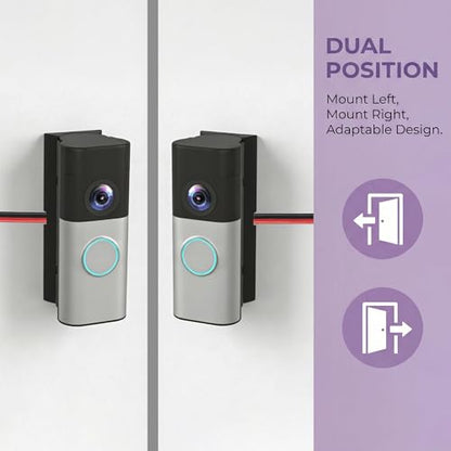 Adjustable Doorbell Angle Mount Compatible with R-ing Wired Doorbell Plus/Pro & Blink Video Doorbell, 0-45° Corner Mounting Bracket, Universal Left/Right Door Holder for Home & Apartment