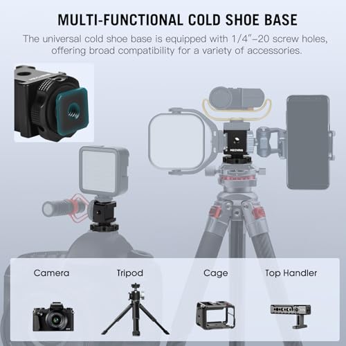 Triple Cold Shoe Mount Cold Shoe Adapter, Aluminum Camera Hot Shoe Extension Bracket with 3 Port Cold Shoe Mounts for Camera Cage Flash LED Light Monitor Microphone (62028)