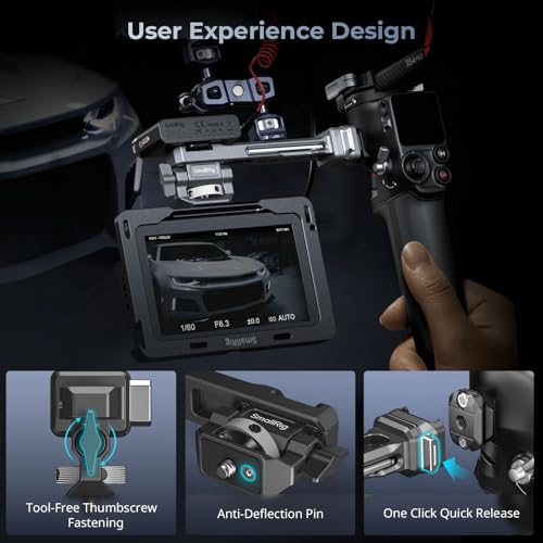 SMALLRIG HawkLock Quick Release Adjustable Camera Monitor Mount, NATO Rail and Cold Shoe, Tilt 165° Adjustable, for DJI RS 5/RS 4 Mini/RS 4 Pro/RS 4 /RS 3 Mini/RS 3 Pro/RS 3 /RSC 2 /RS 2 Stabilizers - style: HawkLock QR