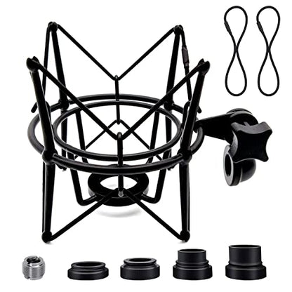 SUUNTOK Microphone Shock Mount Universal Mic Holder Spider Recording Mic Shockmount Stand Compatible with Many Condenser Mics Like Rode NT1-A NT2-A Procaster AT2020 MXL 990 770 U87 (Black) - style: Black Compatible with AT2020
