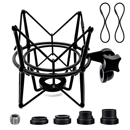 SUUNTOK Microphone Shock Mount Universal Mic Holder Spider Recording Mic Shockmount Stand Compatible with Many Condenser Mics Like Rode NT1-A NT2-A Procaster AT2020 MXL 990 770 U87 (Black) - style: Black Compatible with AT2020