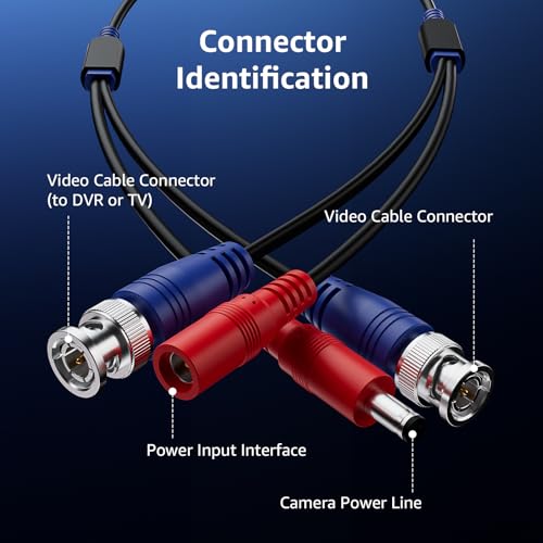 ANNKE 4 Pack 30M/100ft All-in-One Video Power Cables, BNC Extension Surveillance Camera Cables for CCTV Security DVR System Installation, Free 8 x BNC Connectors and 100pcs Cable Clips Included - style: Black-100ft/30M