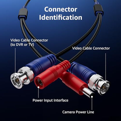 ANNKE 4 Pack 30M/100ft All-in-One Video Power Cables, BNC Extension Surveillance Camera Cables for CCTV Security DVR System Installation, Free 8 x BNC Connectors and 100pcs Cable Clips Included - style: Black-100ft/30M