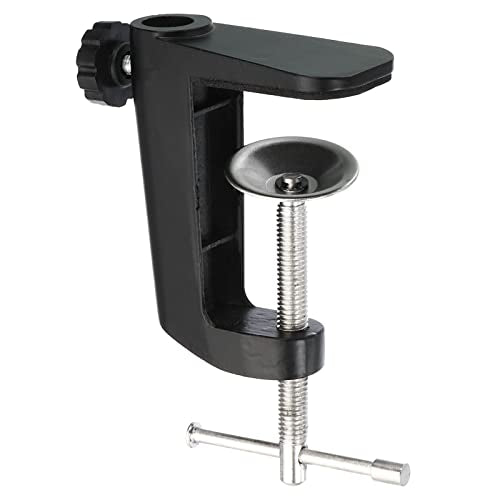 PATIKIL 0.29"/0.47" Hole Dia. Desk Table Mount Clamp, Universal C Shape Desk Clamp with Adjustable Screw for Microphone Arm Lamp Stand, Black - color: Black