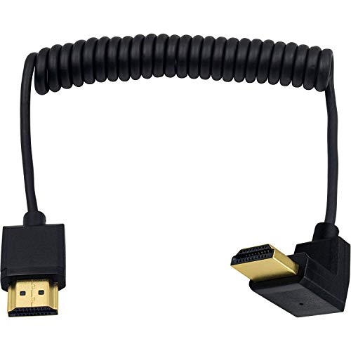 Duttek 4K Short HDMI Cable, Extreme Thin UP Angled HDMI Male to Male Coiled Cable for 3D and 4K Ultra HD TV Stick HDMI 2.0 Cord Extension Converter (1.2M/4FT) - size: Up Angled Male to Male 4FT/1.2M
