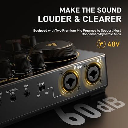 MAONO Podcast Equipment Bundle for 2: Audio Interface Mixer with 2 XLR Condenser Mic Noise Reduction Podcast Streaming MaonoCaster E2 Gen2B
